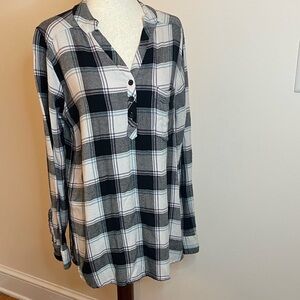 Mountain Khakis Plaid Viscose Popover Top Long Sleeve Relaxed Fit M